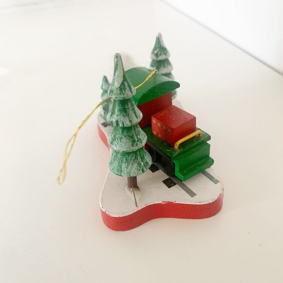 Vintage Roman Evergreen Express Wooden Christmas Train Ornament 1986 - Picture 4 of 8